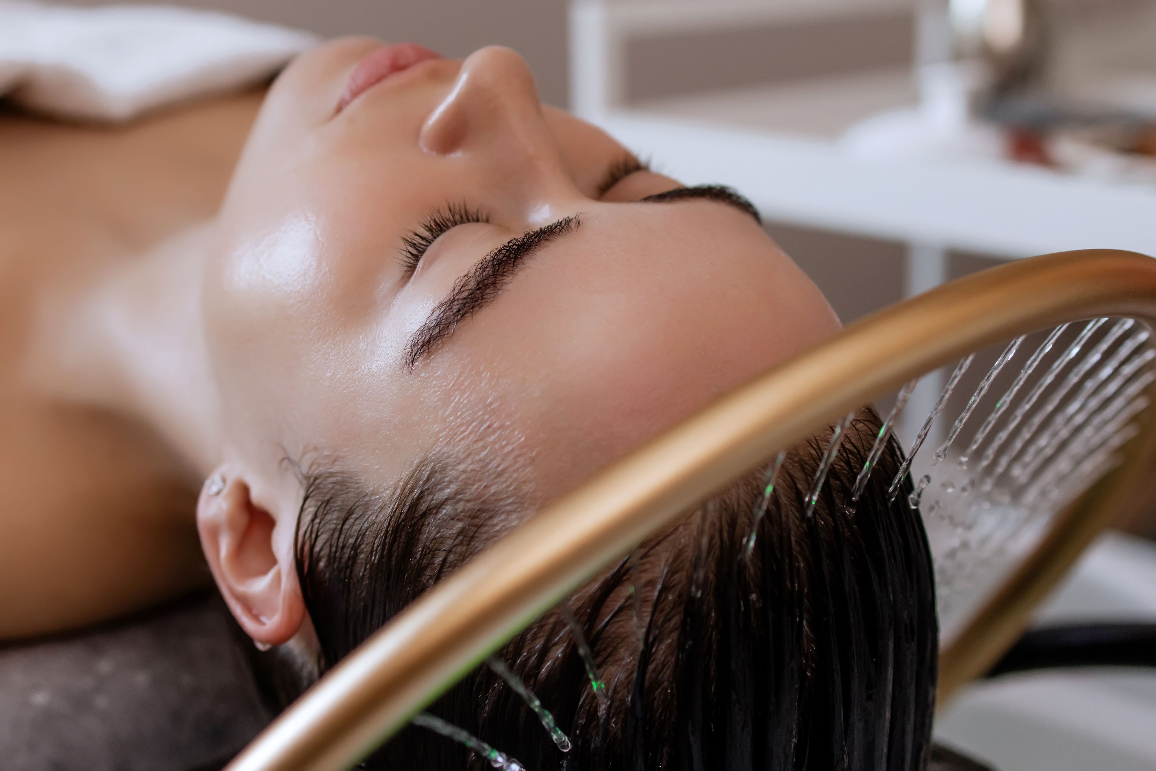 Relaxing Japanese Head Spa treatment with waterfall rinse
